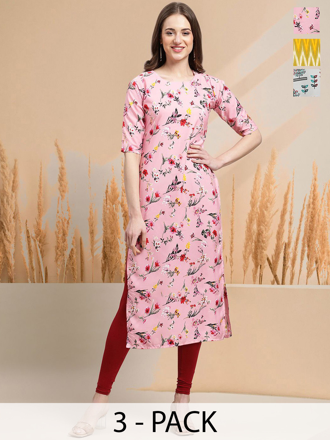 7Threads Selection Of 3 Floral Printed Round Neck Straight Kurtas, Pink
7Threads Selection Of 3 Floral Printed Round Neck Straight Kurtas, Pink