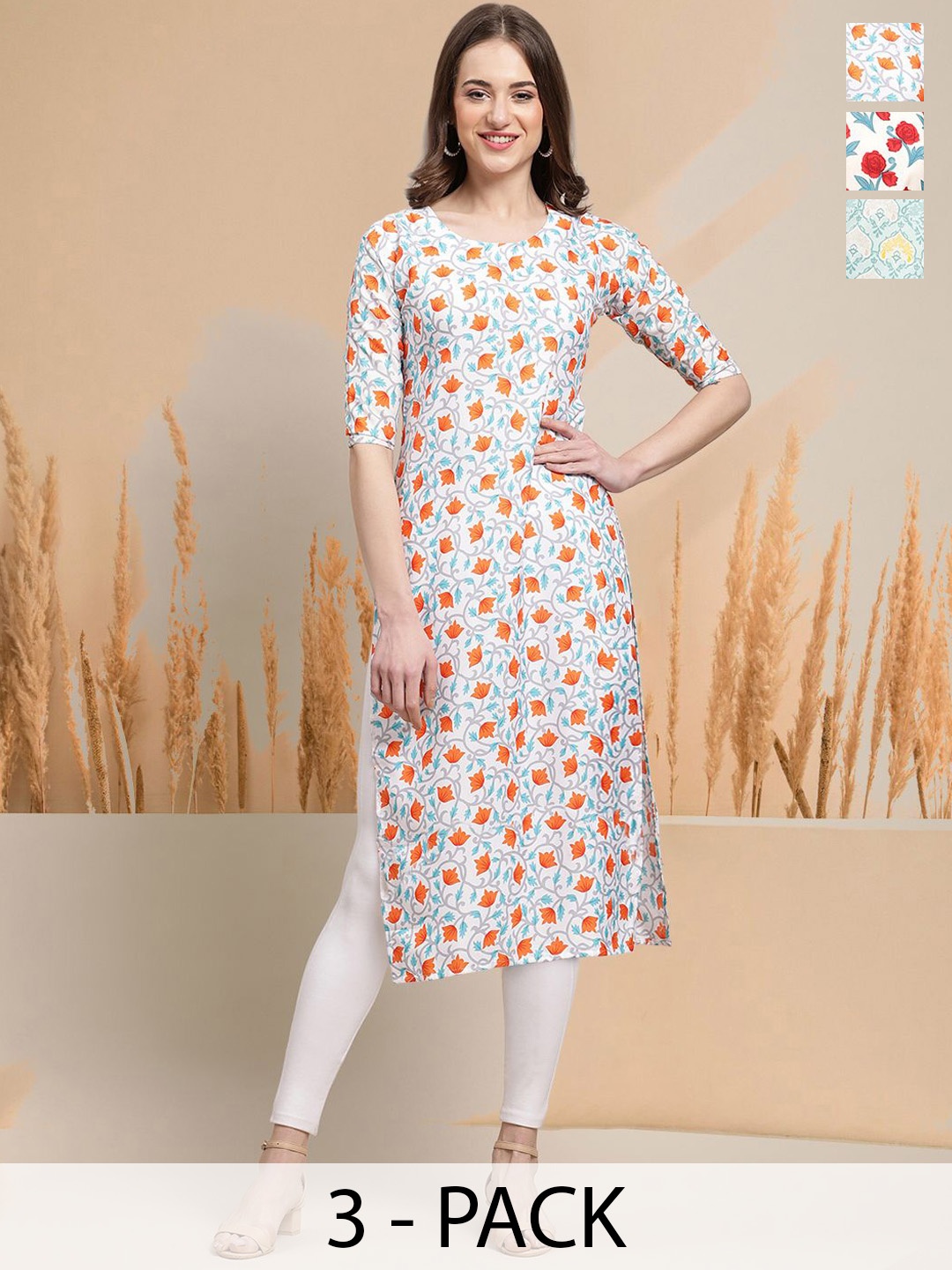 7Threads Selection Of 3 Floral Printed Round Neck Straight Kurtas, White
7Threads Selection Of 3 Floral Printed Round Neck Straight Kurtas, White