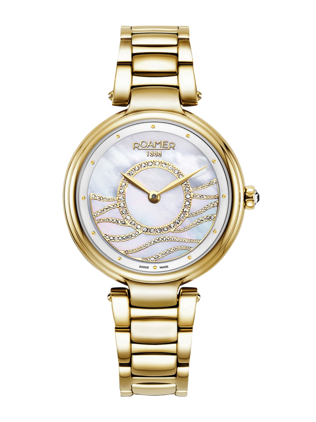 ROAMER Women Brass Dial & Stainless Steel Bracelet Style Straps Analogue Watch, White
ROAMER Women Brass Dial & Stainless Steel Bracelet Style Straps Analogue Watch, White