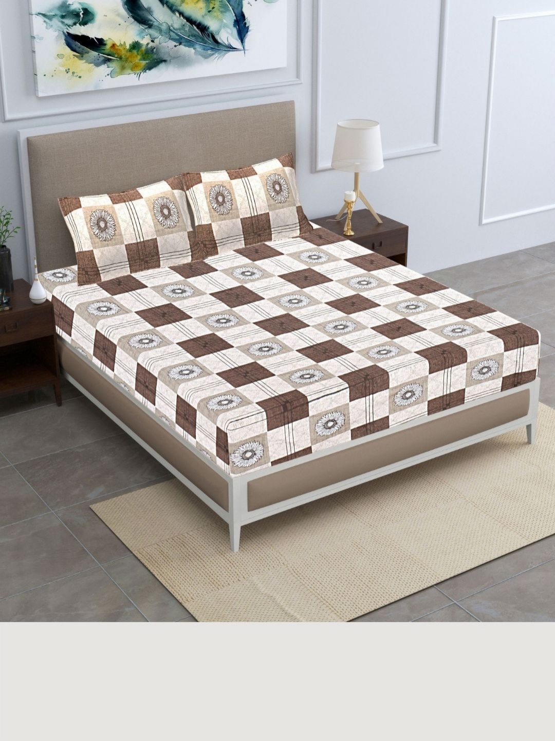 HASHCART Brown & Beige Geometric Printed Cotton 210 TC Queen Bedsheet Set 2.25 m X 2.40 m
HASHCART Brown & Beige Geometric Printed Cotton 210 TC Queen Bedsheet Set 2.25 m X 2.40 m
