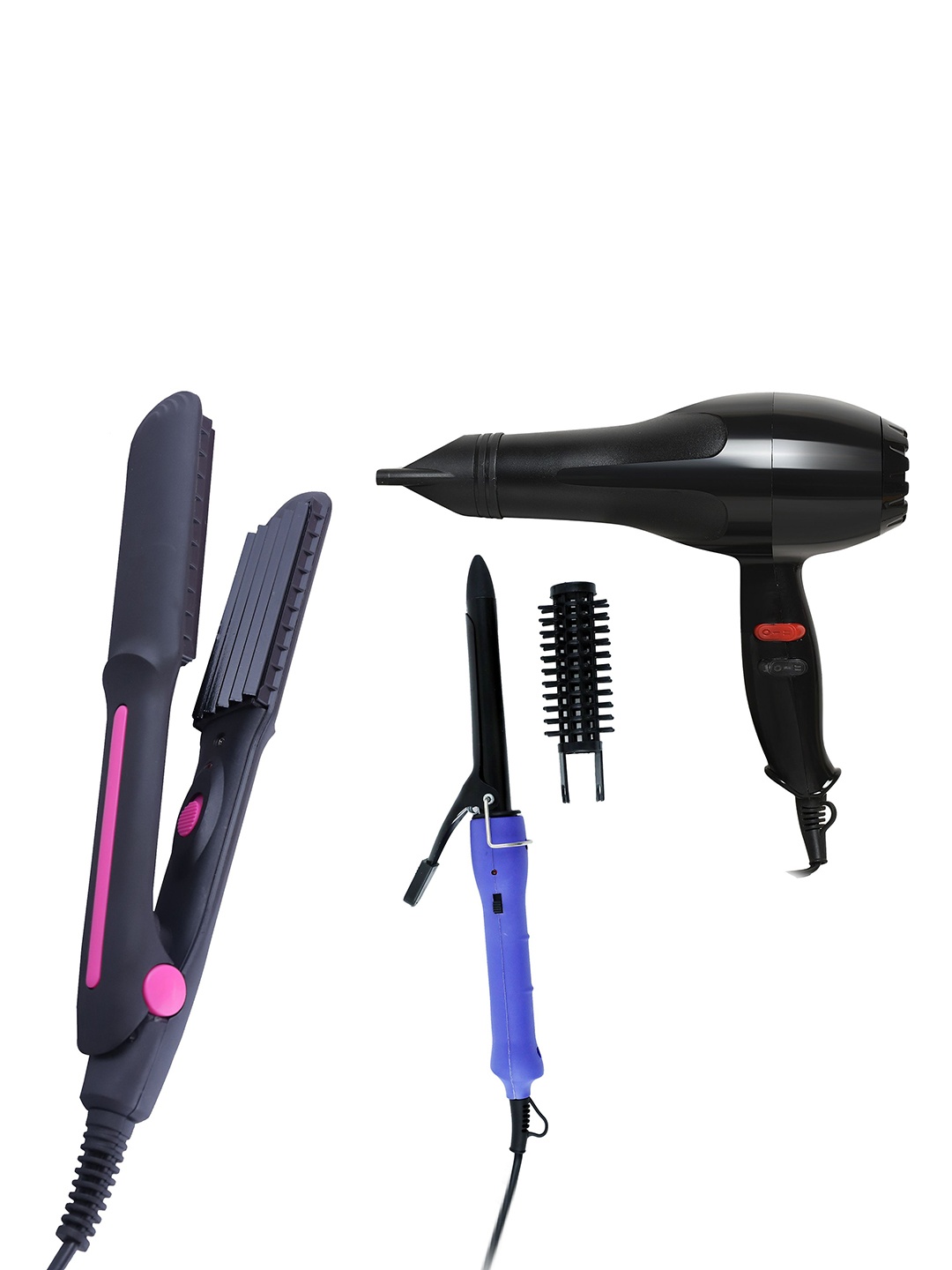 NIRVANI Set of 3 Hair Dryer, Ceramic Plate Hair Crimper 471 Iron & Rod Hair Curler, Black
NIRVANI Set of 3 Hair Dryer, Ceramic Plate Hair Crimper 471 Iron & Rod Hair Curler, Black