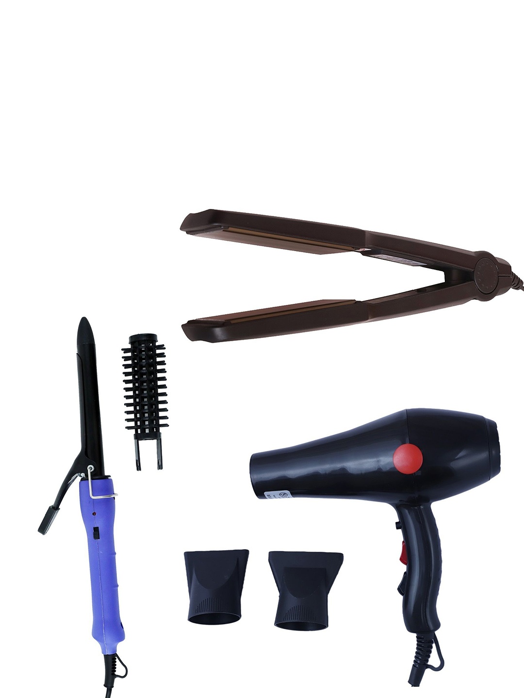 NIRVANI Set Of 3 2888 1500 Watt Hair Dryer 329 Hair Straightener & 16B Hair Curler, Black
NIRVANI Set Of 3 2888 1500 Watt Hair Dryer 329 Hair Straightener & 16B Hair Curler, Black