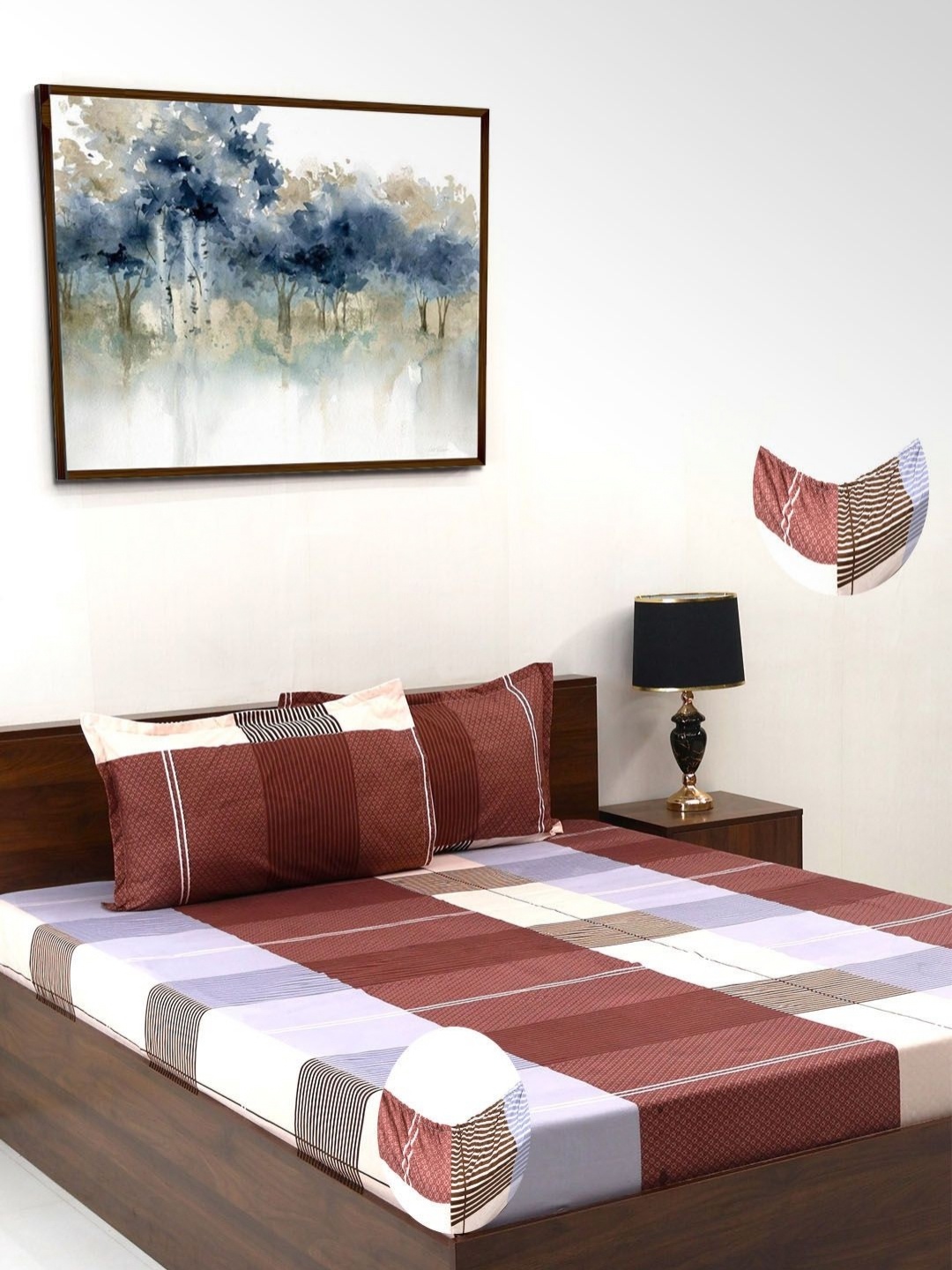 Steve & Anderson Elevate Maroon & White 164 TC King Bedsheet Set-1.83 m x 1.98 m x 0.2 m
Steve & Anderson Elevate Maroon & White 164 TC King Bedsheet Set-1.83 m x 1.98 m x 0.2 m