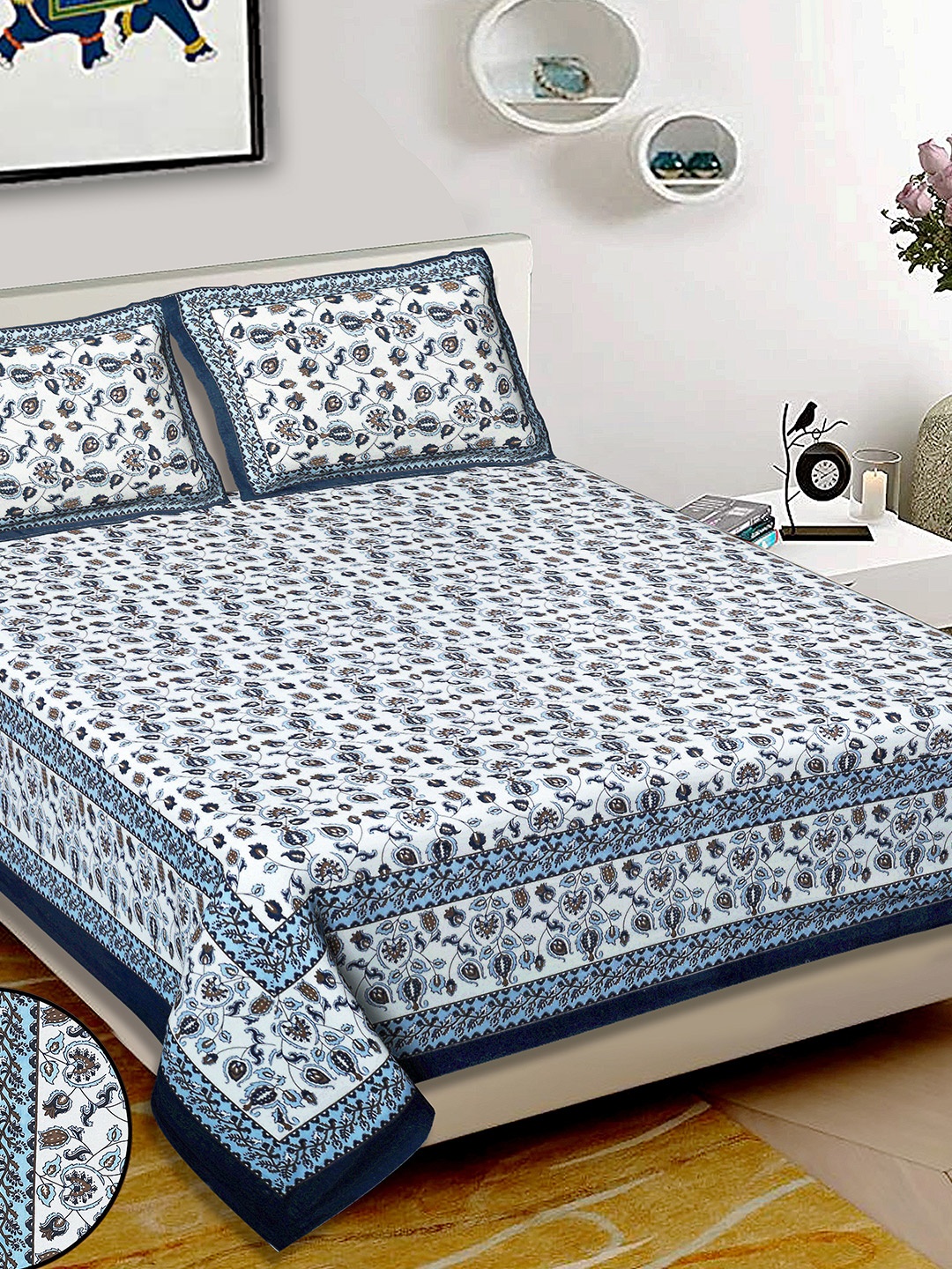 Butea Crape Light Blue Geometric Printed Pure Cotton 220 TC King Bedsheet Sets
Butea Crape Light Blue Geometric Printed Pure Cotton 220 TC King Bedsheet Sets
