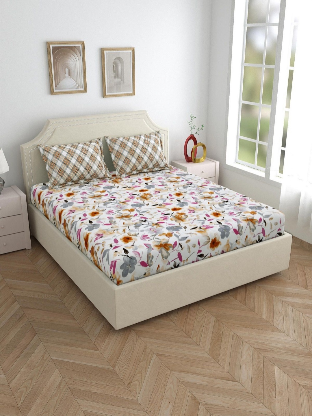 Aura Bliss Pink Floral Printed Pure Cotton 180 TC Queen Bedsheet Set 2.54 m X 2.20 m, White
Aura Bliss Pink Floral Printed Pure Cotton 180 TC Queen Bedsheet Set 2.54 m X 2.20 m, White