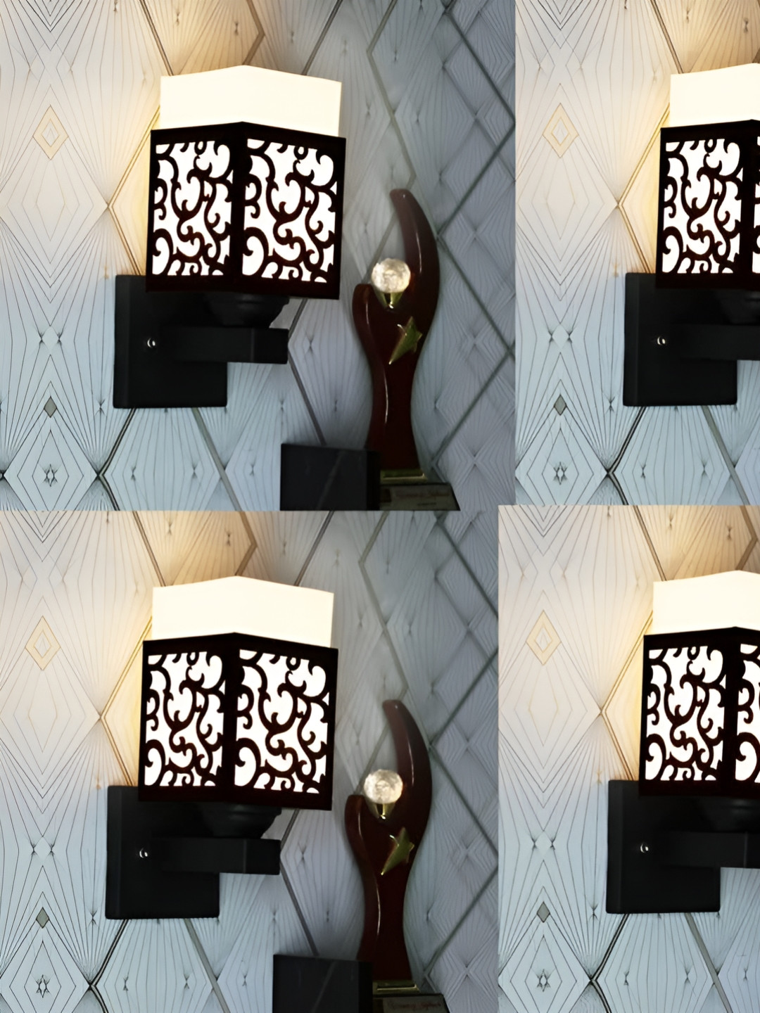 Gojeeva Black & White 4 Pieces Textured Wooden Square Shaped Wall Lamps
Gojeeva Black & White 4 Pieces Textured Wooden Square Shaped Wall Lamps
