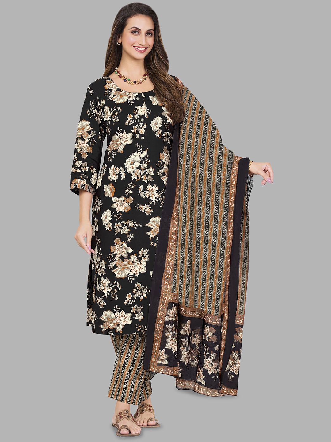 shree jeenmata collection Floral Printed Pure Cotton Kurta with Trousers & Dupatta, Black
shree jeenmata collection Floral Printed Pure Cotton Kurta with Trousers & Dupatta, Black