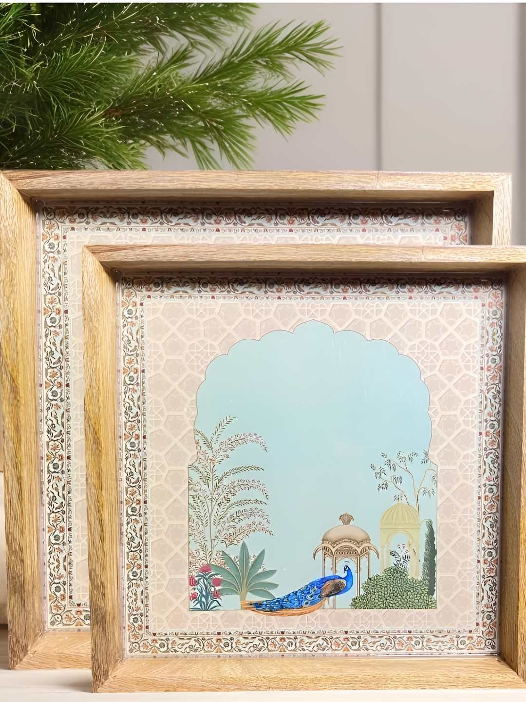 MODEFE Peach-Coloured & Blue 2 Pieces Peacock Printed Wooden Easy to Clean Serving Tray
MODEFE Peach-Coloured & Blue 2 Pieces Peacock Printed Wooden Easy to Clean Serving Tray