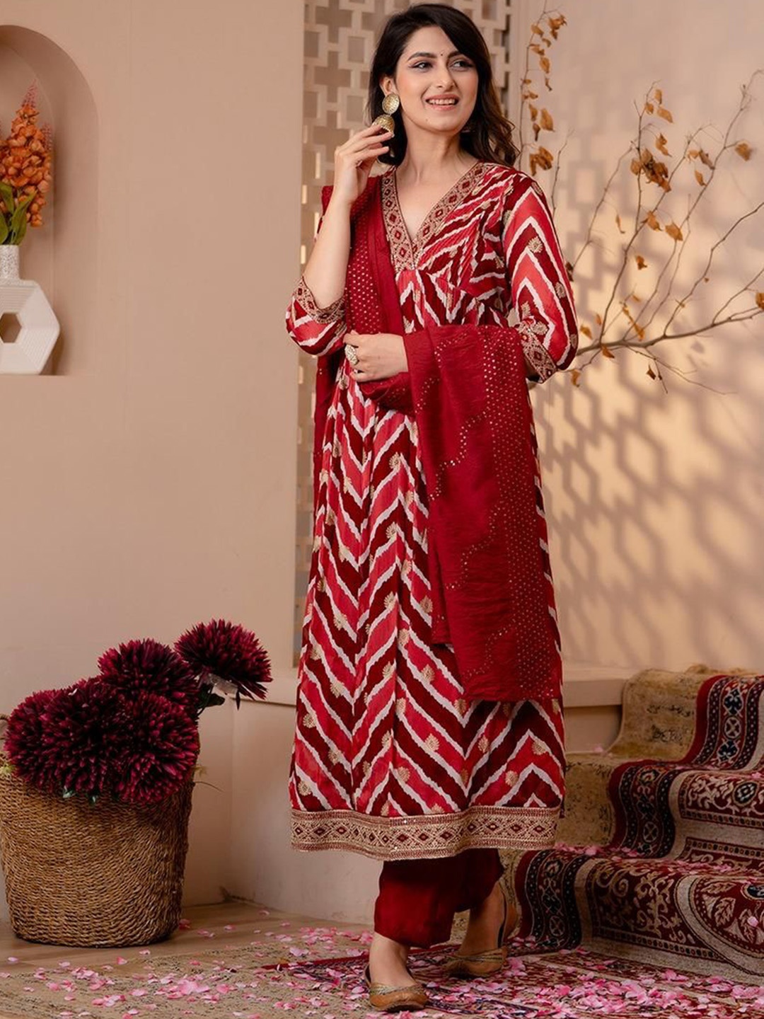 Gauric creation Women Printed Regular Mirror Work Kurta with Trousers & With Dupatta, Maroon
Gauric creation Women Printed Regular Mirror Work Kurta with Trousers & With Dupatta, Maroon