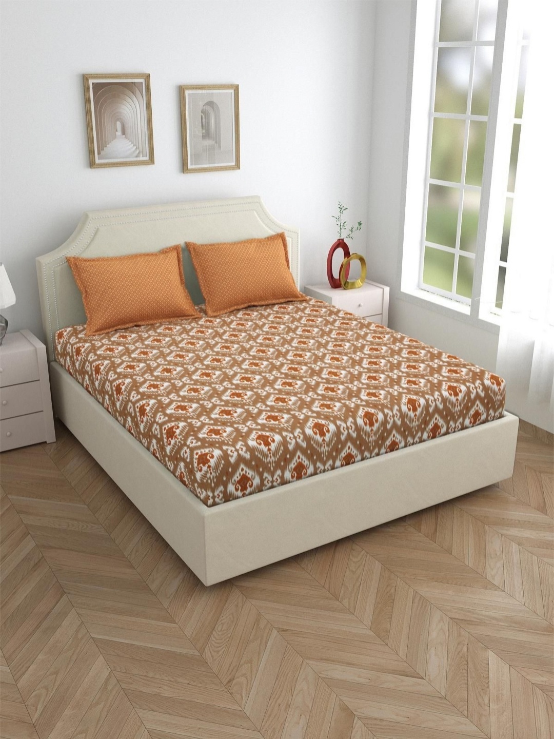 Aura Classic Brown Ethnic Motifs Printed 120 TC Cotton King Bedsheet Set 1.98 m x 1.82 m
Aura Classic Brown Ethnic Motifs Printed 120 TC Cotton King Bedsheet Set 1.98 m x 1.82 m