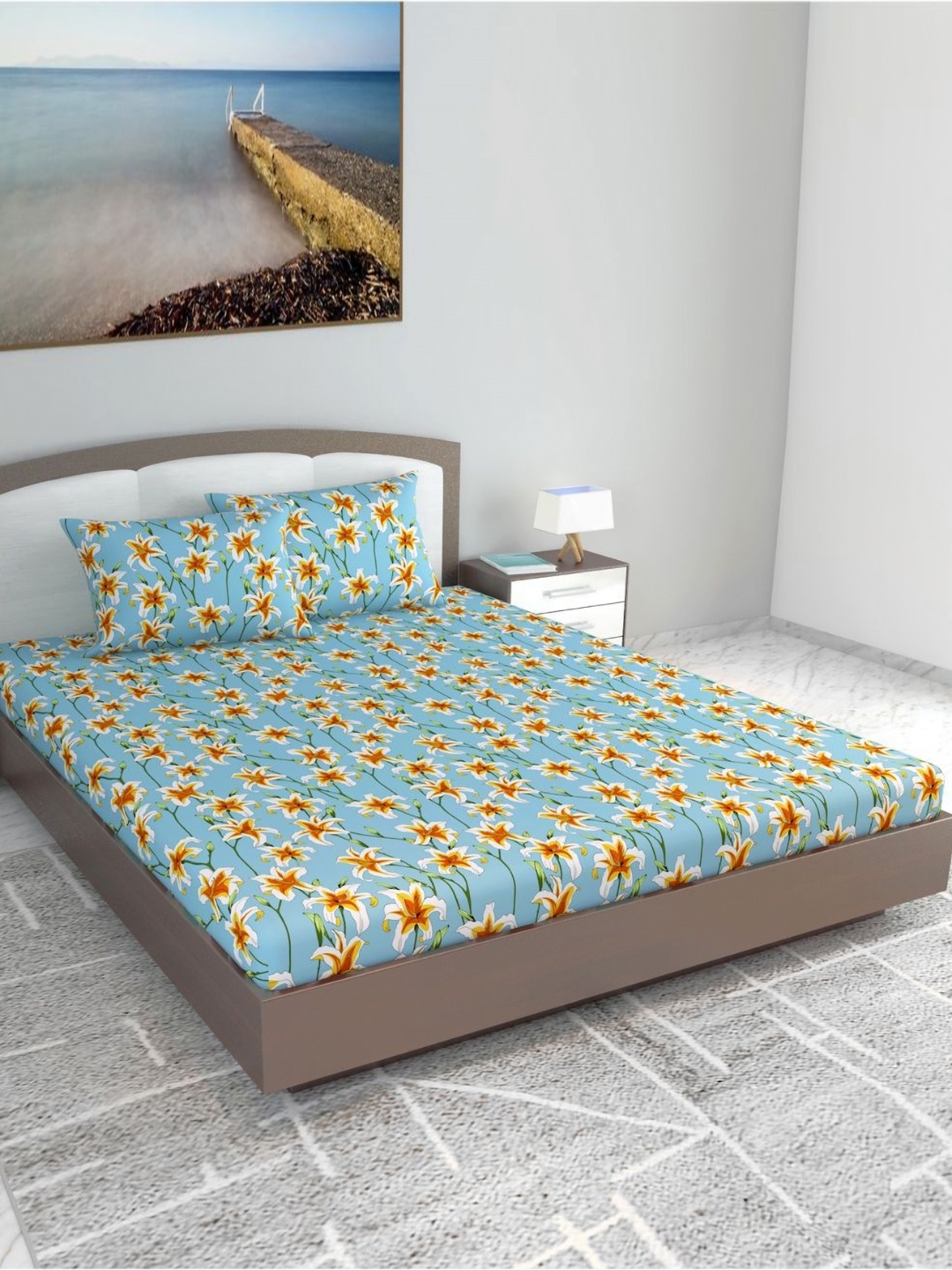 Divine Casa Florate Blue Floral Printed 144 TC Cotton King Bedsheet Set-1.85 m x 2.25 m
Divine Casa Florate Blue Floral Printed 144 TC Cotton King Bedsheet Set-1.85 m x 2.25 m