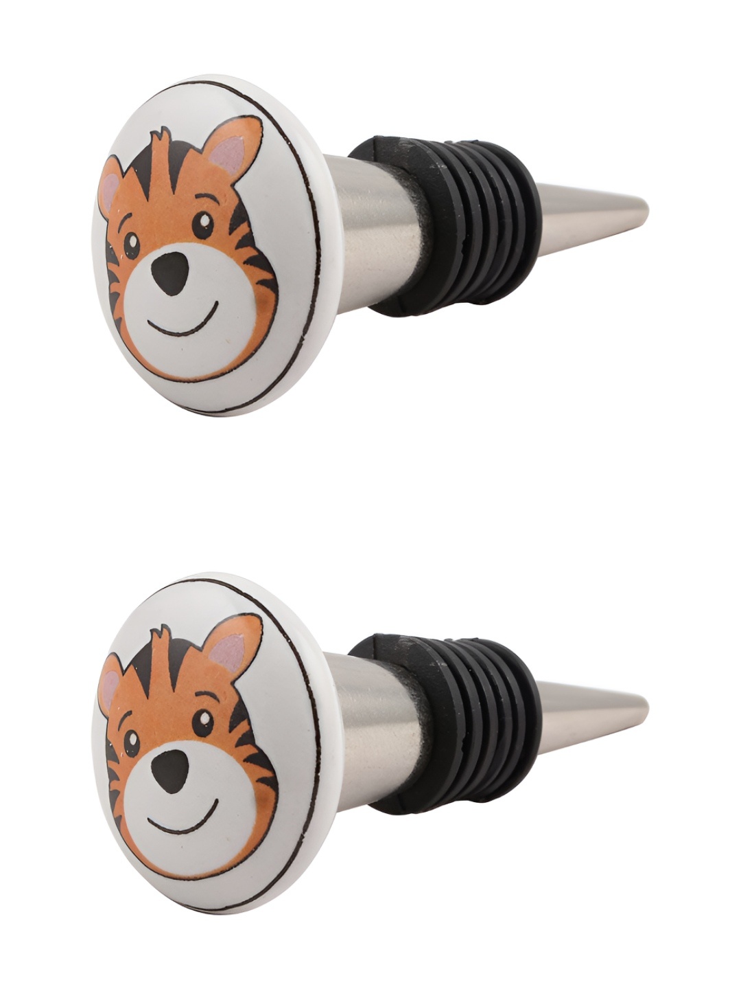 Indianshelf White & Orange 2 Pieces Tiger Face Printed Ceramic Wine Bottle Stoppers
Indianshelf White & Orange 2 Pieces Tiger Face Printed Ceramic Wine Bottle Stoppers