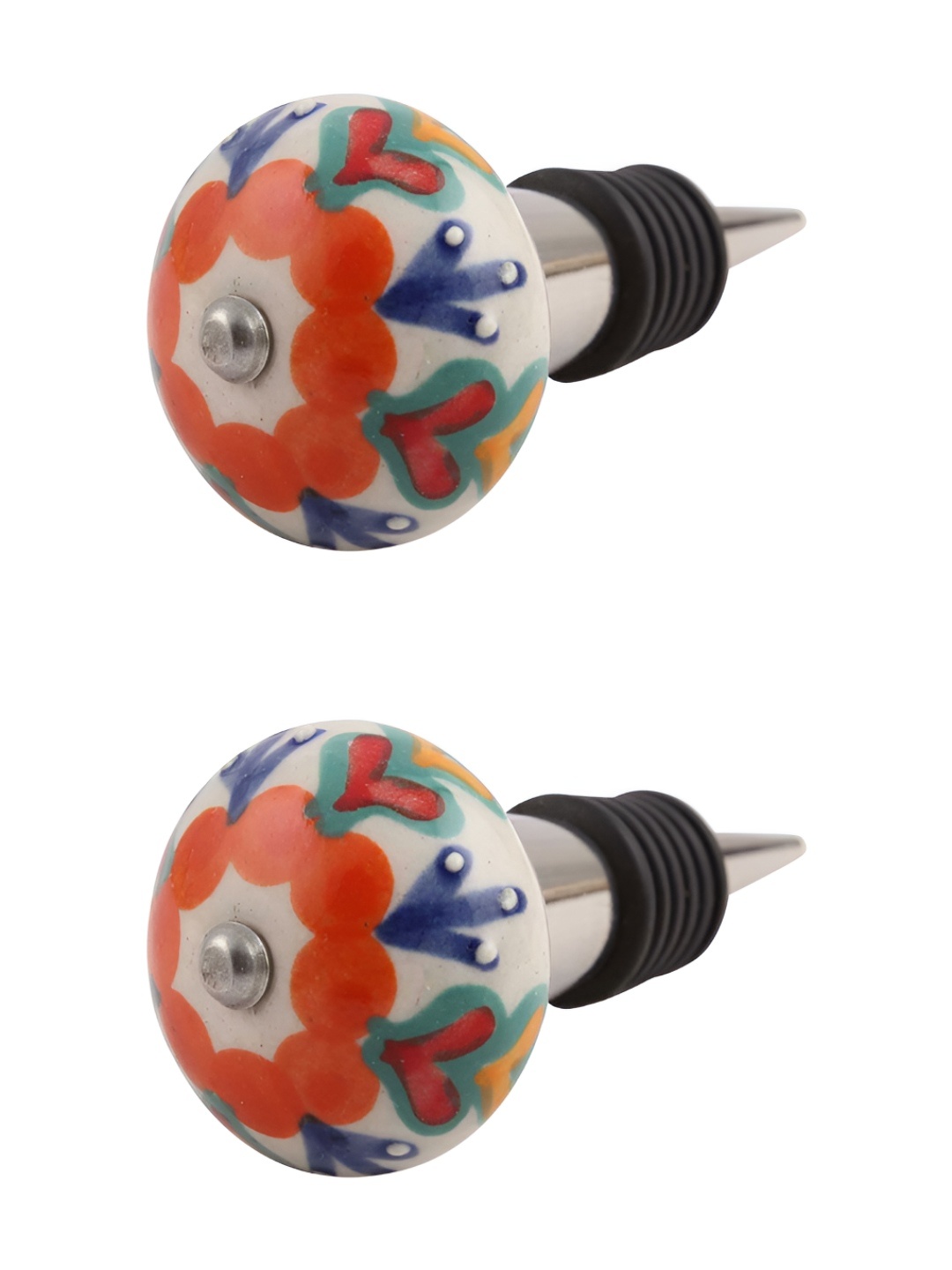 Indianshelf White & Orange-Coloured 2 Pieces Floral Printed Ceramic Wine Bottle Stopper
Indianshelf White & Orange-Coloured 2 Pieces Floral Printed Ceramic Wine Bottle Stopper
