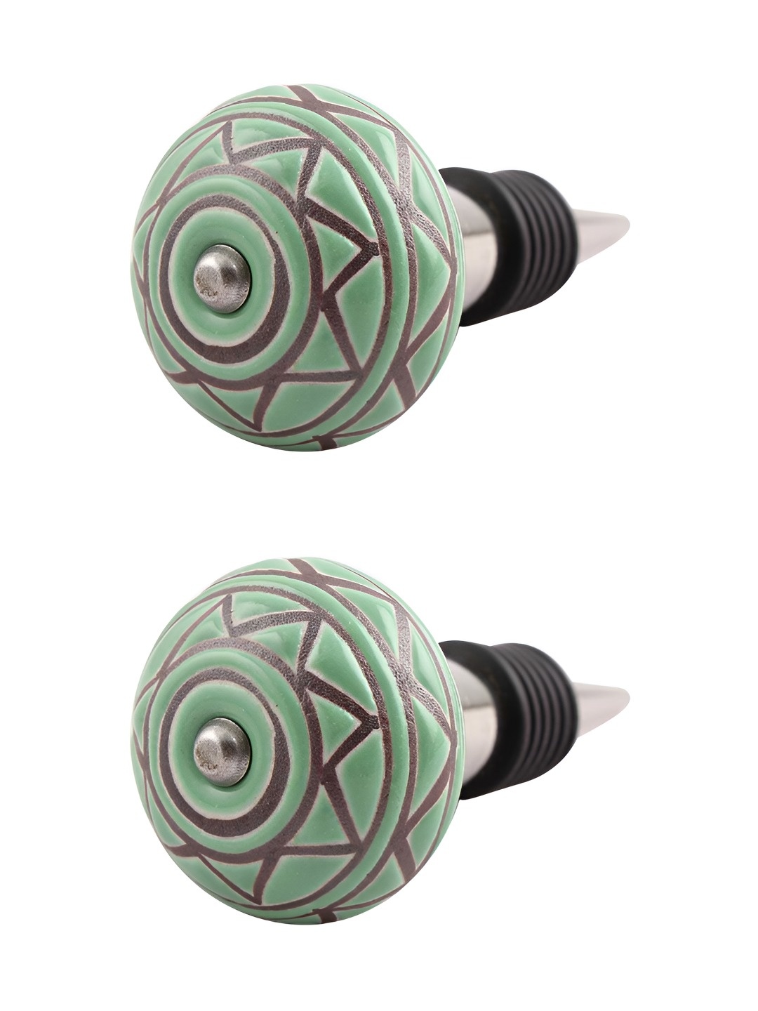 Indianshelf Green & Brown 2 Pieces Etched Printed Ceramic Leak-Proof Wine Bottle Stoppers
Indianshelf Green & Brown 2 Pieces Etched Printed Ceramic Leak-Proof Wine Bottle Stoppers