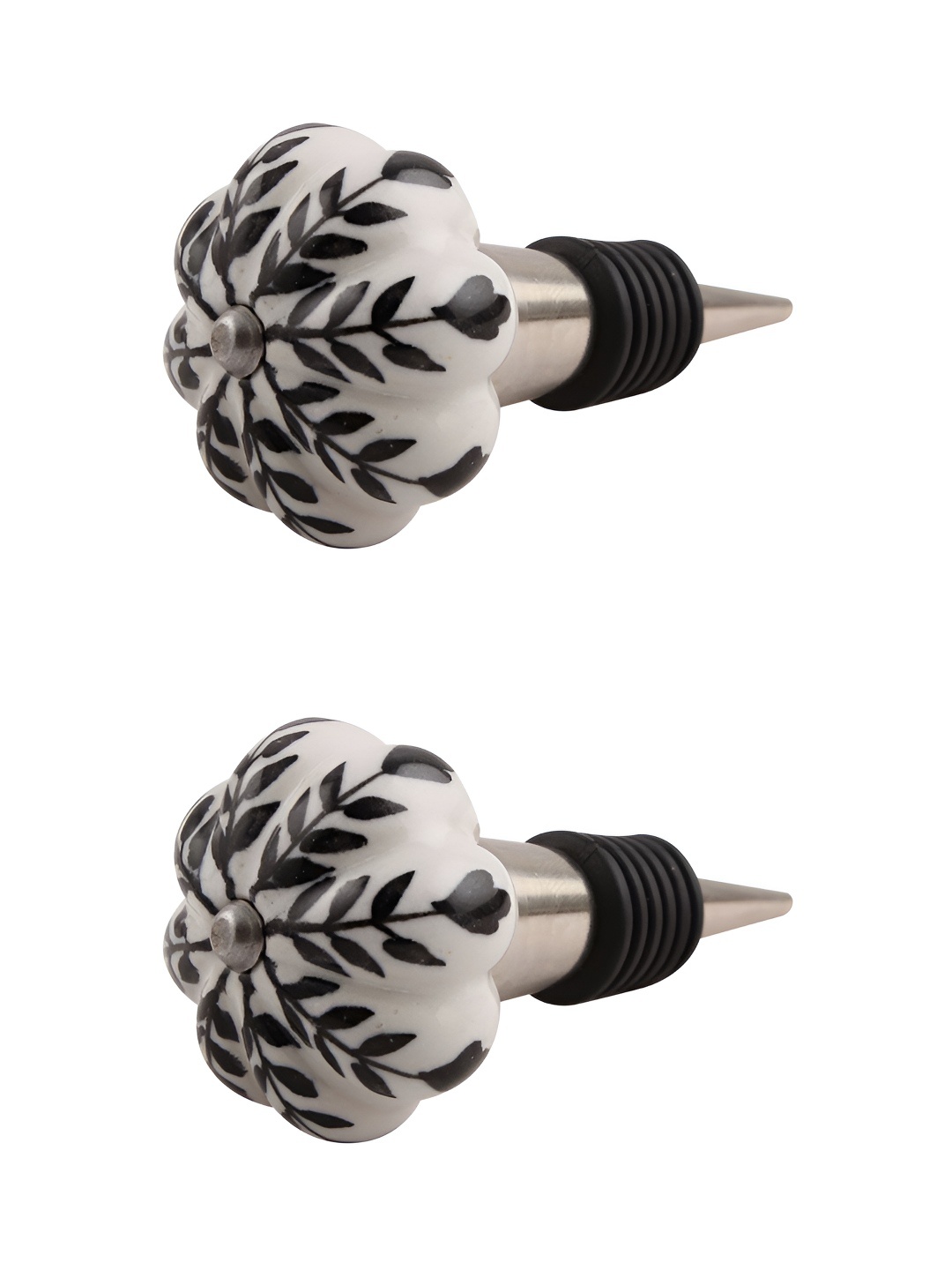 Indianshelf Black and White 2 Pieces Leaf Melon Printed Ceramic Wine Bottle Stoppers
Indianshelf Black and White 2 Pieces Leaf Melon Printed Ceramic Wine Bottle Stoppers