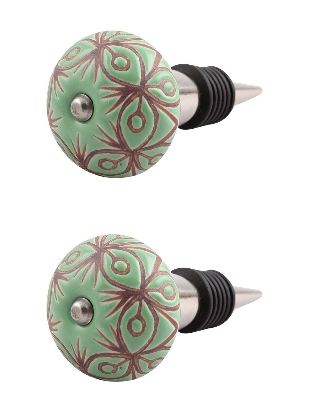 Indianshelf Green & Brown 2 Pieces Floral Printed Ceramic Leak-Proof Wine Bottle Stoppers
Indianshelf Green & Brown 2 Pieces Floral Printed Ceramic Leak-Proof Wine Bottle Stoppers