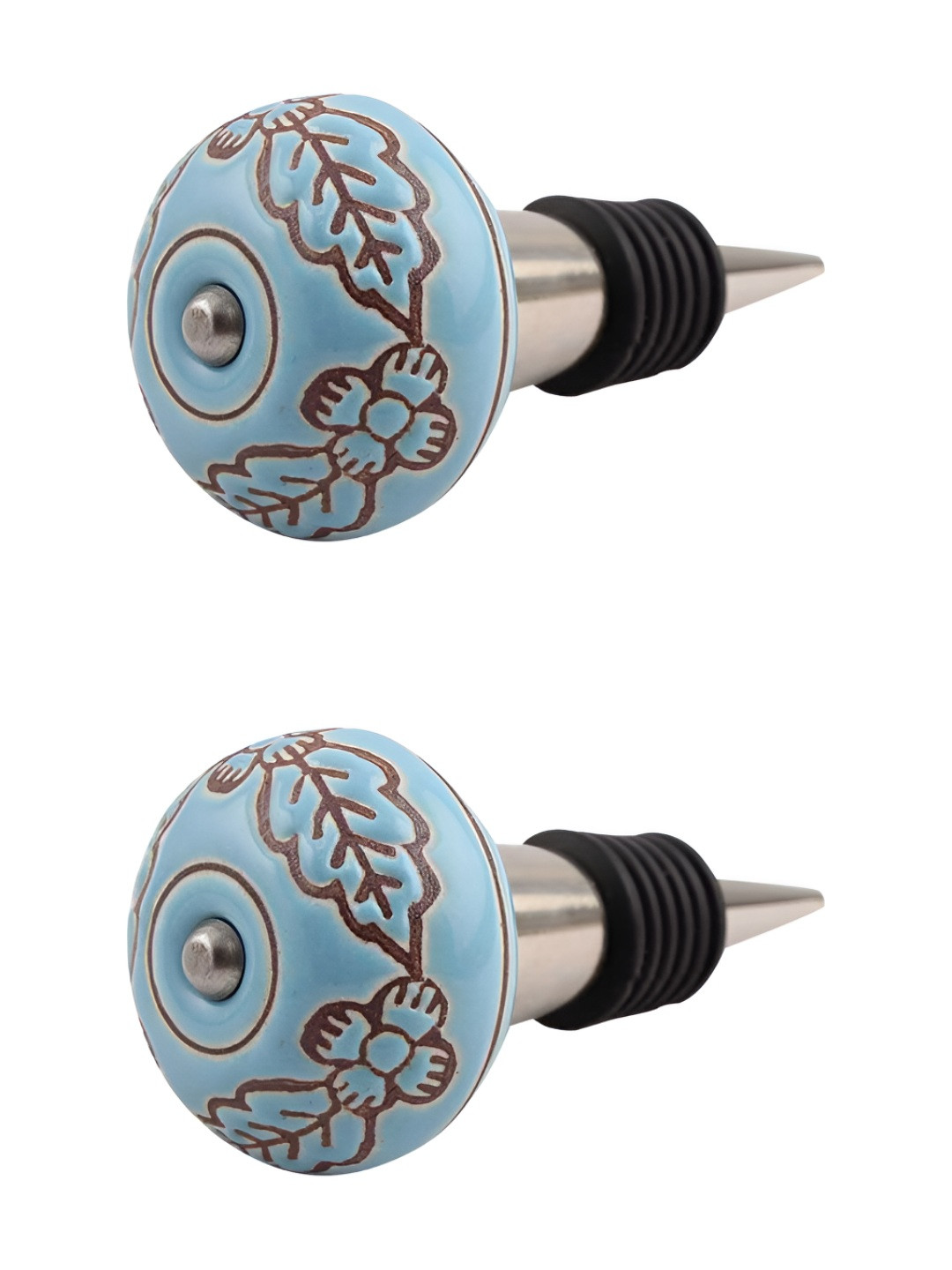 Indianshelf Turquoise Blue 2 Pieces Leaf Flower Textured Ceramic Bottle Wine Stoppers
Indianshelf Turquoise Blue 2 Pieces Leaf Flower Textured Ceramic Bottle Wine Stoppers