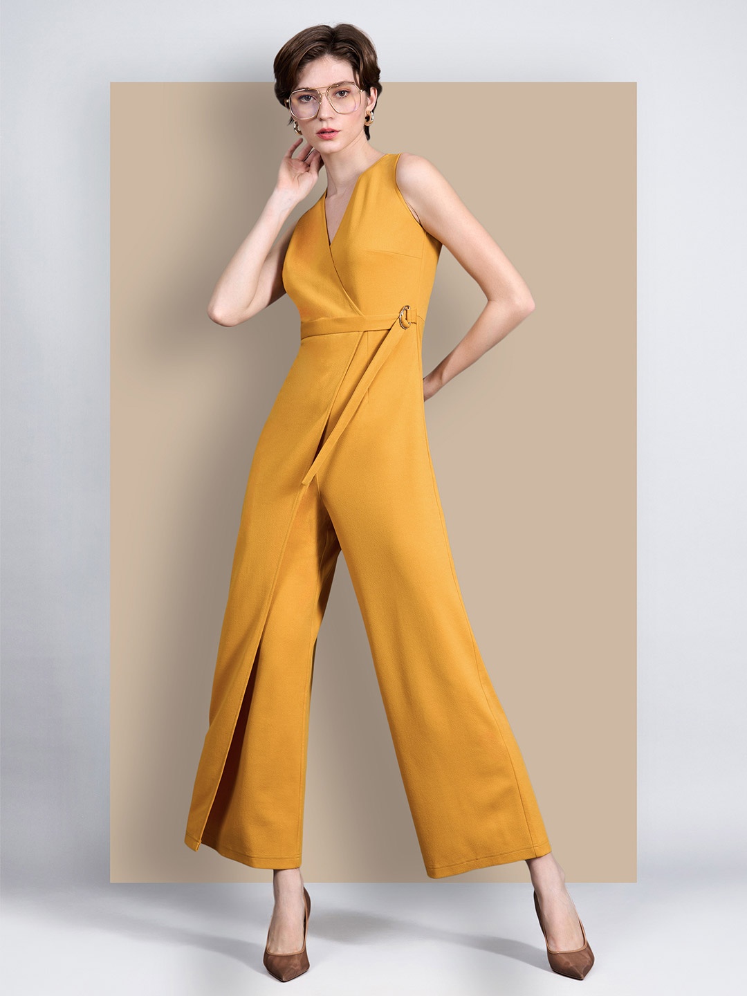 Chemistry Women V-Neck Sleeveless Solid Wrap Regular Length Work wear Jumpsuit, Yellow
Chemistry Women V-Neck Sleeveless Solid Wrap Regular Length Work wear Jumpsuit, Yellow