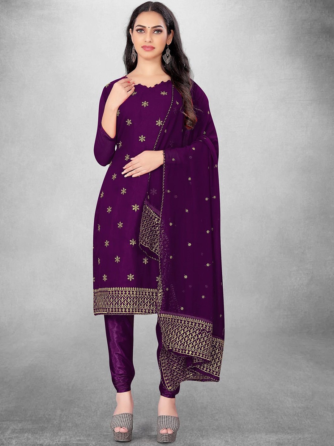 A TO Z CART Floral Embroidered Zari Silk Georgette Unstitched Dress Material, Purple
A TO Z CART Floral Embroidered Zari Silk Georgette Unstitched Dress Material, Purple