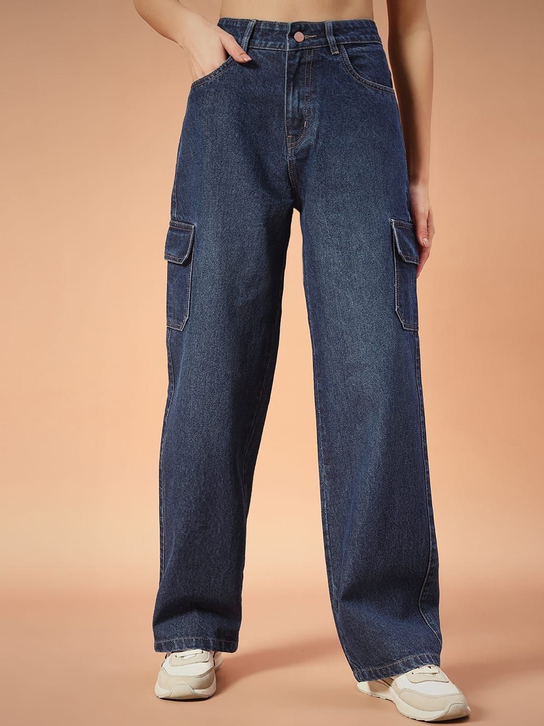 FASHIONFIBRE Women Comfort Straight Fit Cotton Light Fade Non Stretch Cargo Jeans, Blue
FASHIONFIBRE Women Comfort Straight Fit Cotton Light Fade Non Stretch Cargo Jeans, Blue
