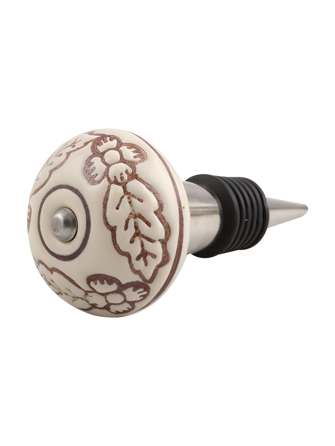 Indianshelf Cream Coloured & Brown Leaf Flower Wine Bottle Stopper, Beige
Indianshelf Cream Coloured & Brown Leaf Flower Wine Bottle Stopper, Beige