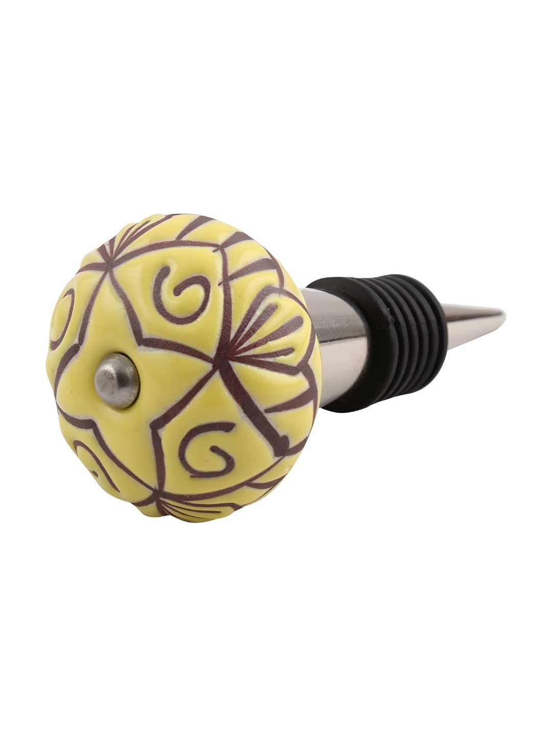 Indianshelf Yellow & Black Floral Printed Ceramic Leak-Proof Wine Bottle Stopper
Indianshelf Yellow & Black Floral Printed Ceramic Leak-Proof Wine Bottle Stopper
