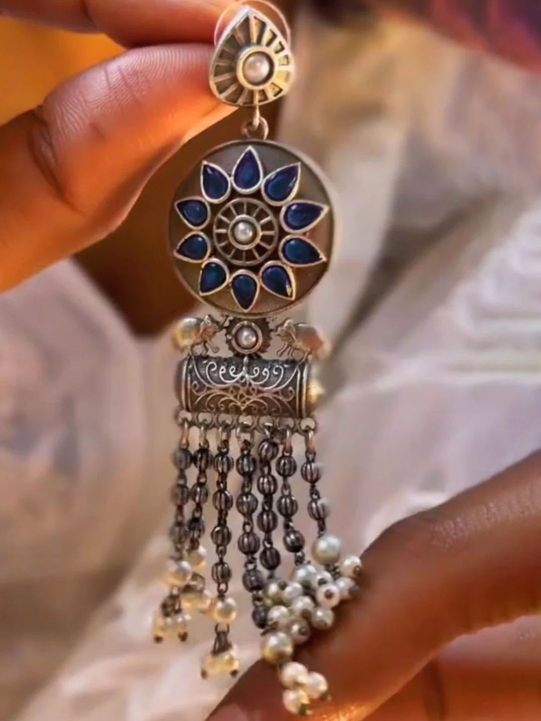 Janpath Silver-Plated Artificial Stones Studded And Beaded Contemporary Drop Earrings, Grey
Janpath Silver-Plated Artificial Stones Studded And Beaded Contemporary Drop Earrings, Grey