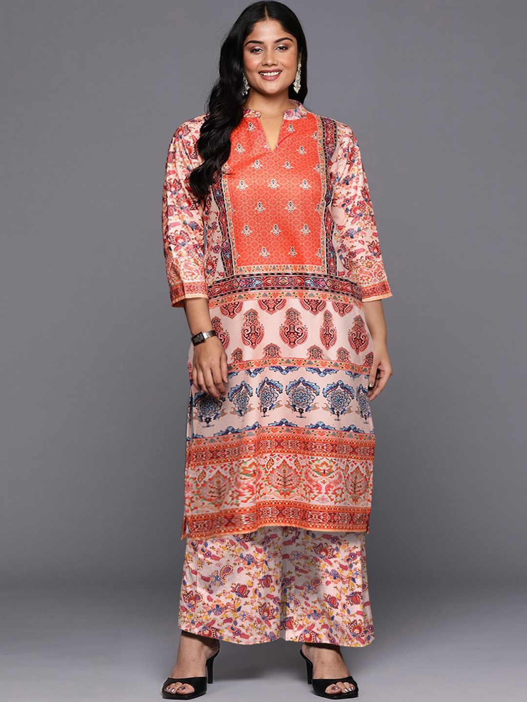A PLUS BY AHALYAA Ethnic Motifs Printed Gotta Patti Plus Size Velvet Kurta With Palazzo, Orange
A PLUS BY AHALYAA Ethnic Motifs Printed Gotta Patti Plus Size Velvet Kurta With Palazzo, Orange