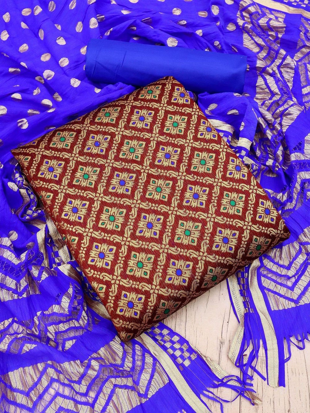 A TO Z CART Floral Woven Design Jacquard Pure Silk Unstitched Dress Material, Maroon
A TO Z CART Floral Woven Design Jacquard Pure Silk Unstitched Dress Material, Maroon