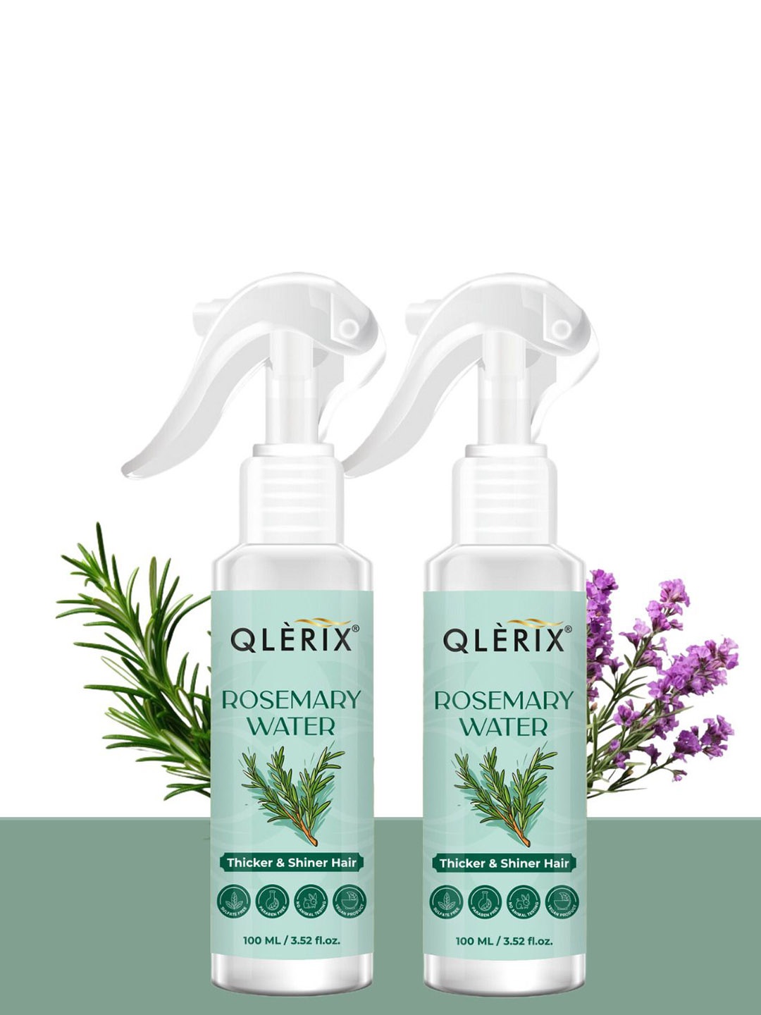QLERIX Set Of 2 Rosemary Water Spray For Thicker- Shiner & Stronger Hair - 100 ml Each, Transparent
QLERIX Set Of 2 Rosemary Water Spray For Thicker- Shiner & Stronger Hair - 100 ml Each, Transparent