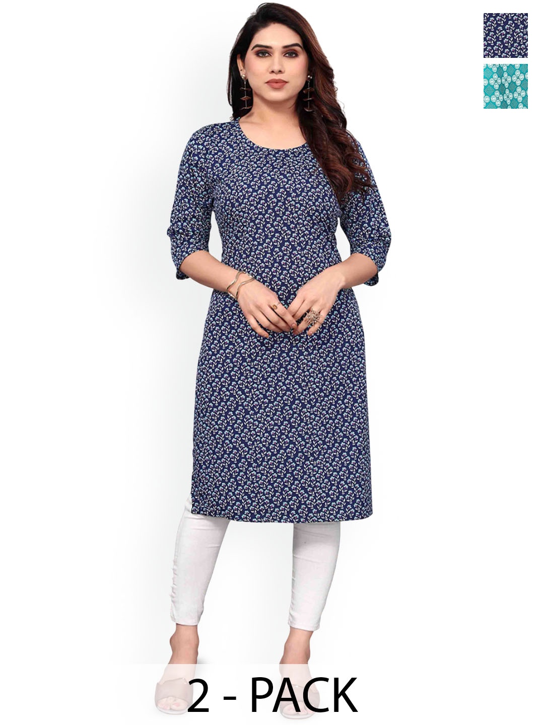 KETAKI FASHION Selection Of 2 Floral Printed Round Neck Straight Kurtas, Navy blue
KETAKI FASHION Selection Of 2 Floral Printed Round Neck Straight Kurtas, Navy blue