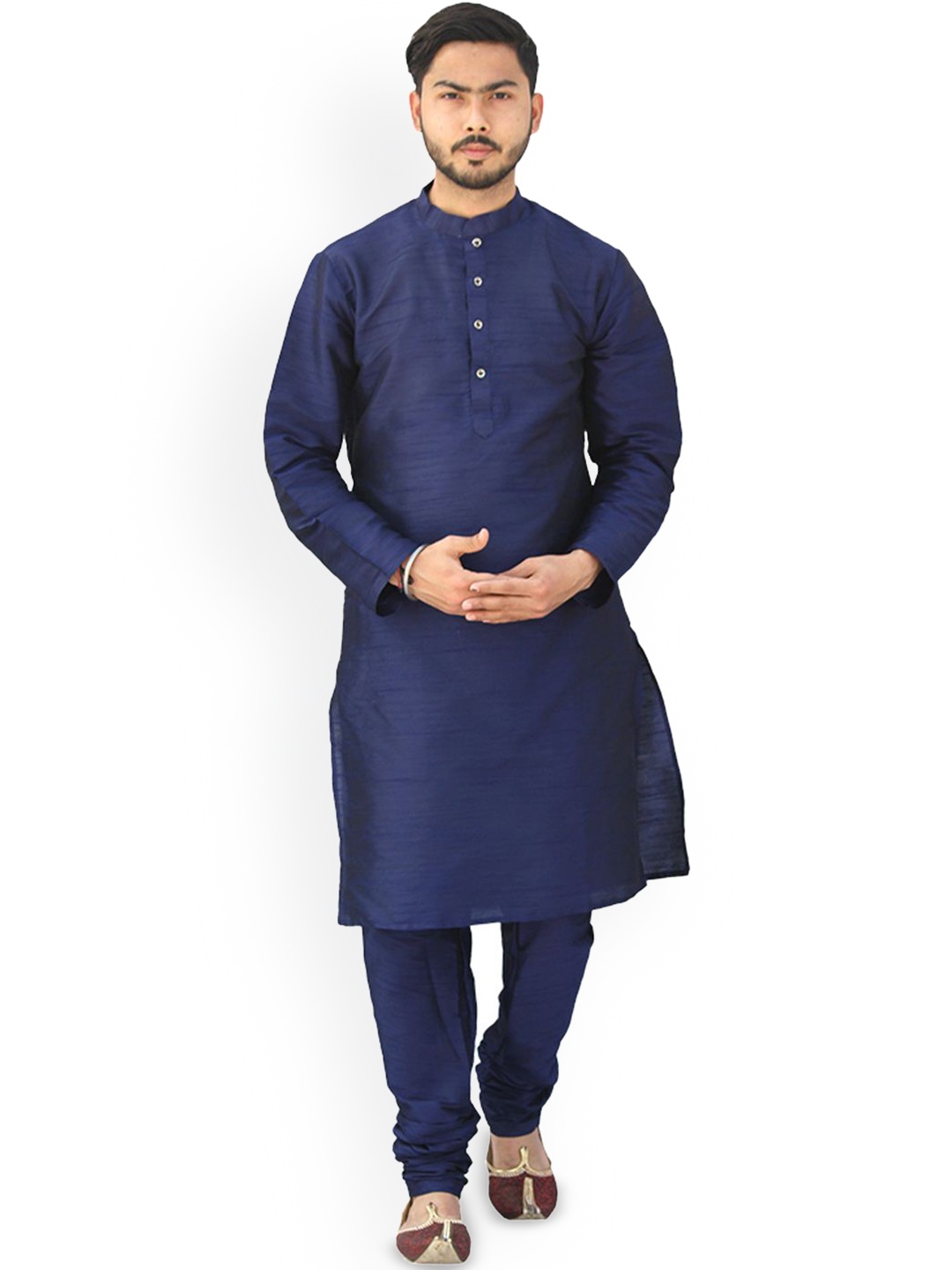 Om Shubh Mangalam Dupion Silk Mandarin Collar Straight Kurta With Pyjamas, Navy blue
Om Shubh Mangalam Dupion Silk Mandarin Collar Straight Kurta With Pyjamas, Navy blue