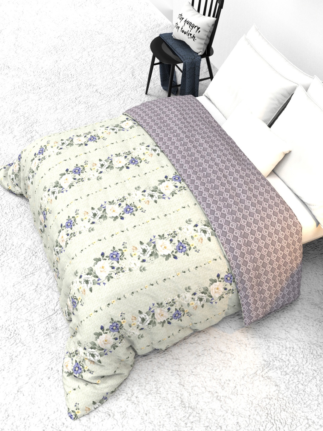 THE WHITE MOSS White & Blue Floral Heavy Winter 300 GSM Reversible Double Bed Quilt
THE WHITE MOSS White & Blue Floral Heavy Winter 300 GSM Reversible Double Bed Quilt