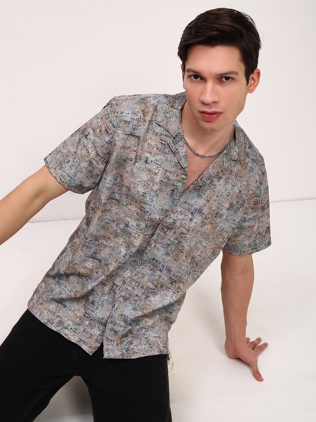 SHOWOFF Men Comfort Relaxed Fit Cuban Collar Abstract Printed Cotton Casual Shirt, Grey
SHOWOFF Men Comfort Relaxed Fit Cuban Collar Abstract Printed Cotton Casual Shirt, Grey