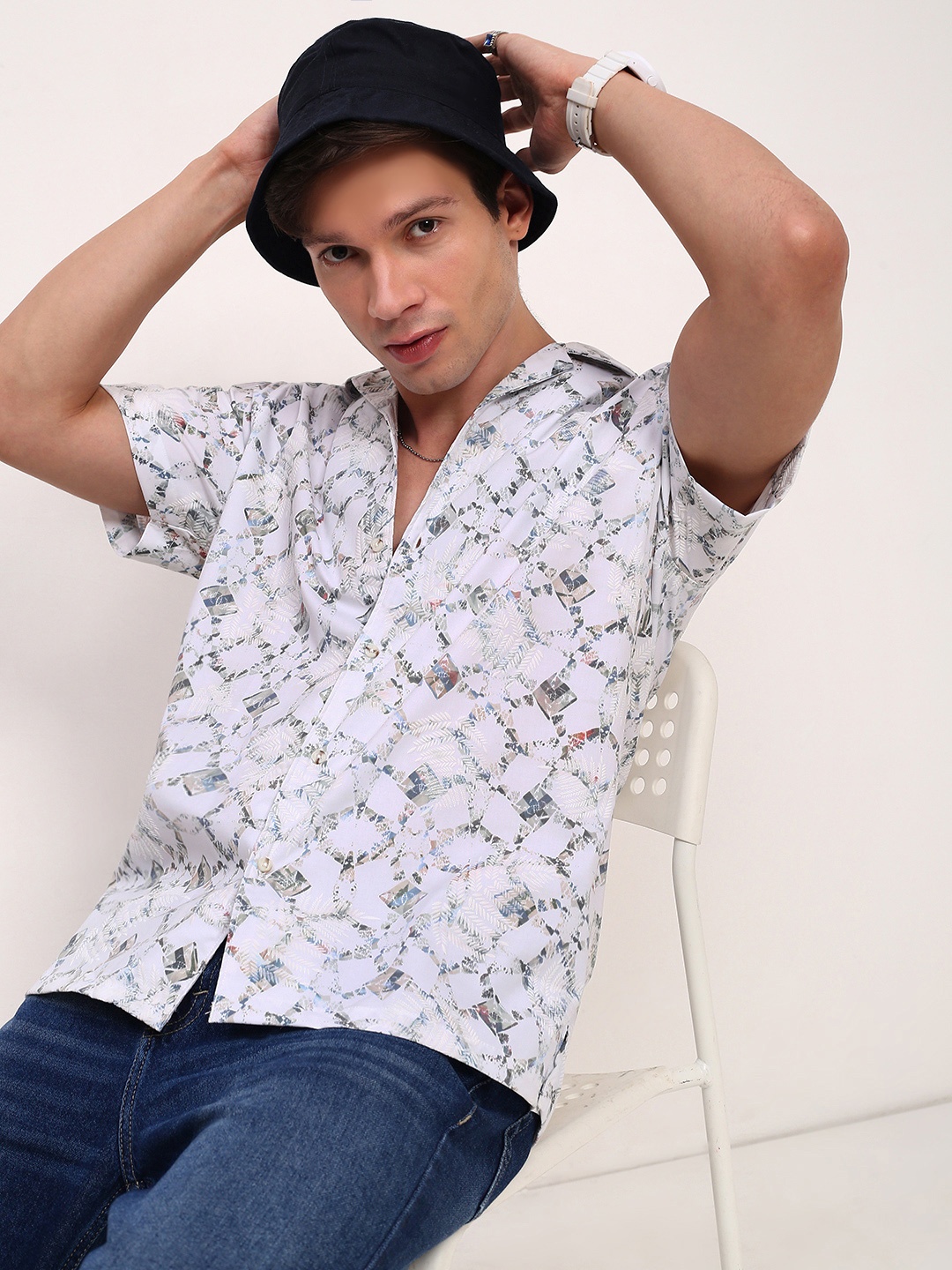 SHOWOFF Men Comfort Relaxed Fit Cuban Collar Abstract Printed Cotton Casual Shirt, White
SHOWOFF Men Comfort Relaxed Fit Cuban Collar Abstract Printed Cotton Casual Shirt, White