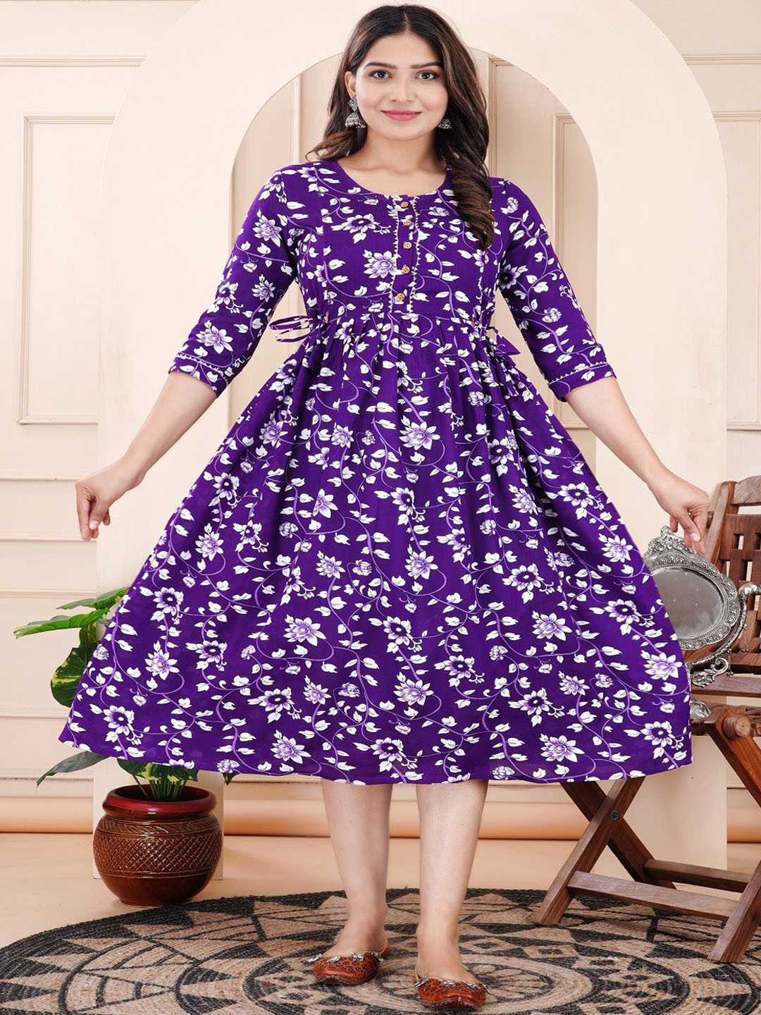 Nevisha Style Women Floral Printed Thread Work Floral Maternity Anarkali Kurta, Blue
Nevisha Style Women Floral Printed Thread Work Floral Maternity Anarkali Kurta, Blue