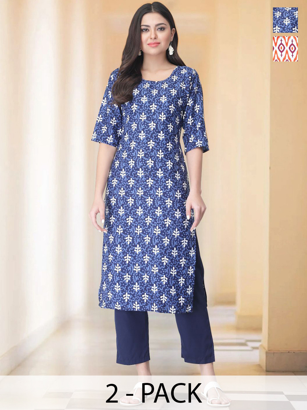 7Threads Selection Of 2 Ethnic Motifs Printed Round Neck Straight Kurta With Trousers, Blue
7Threads Selection Of 2 Ethnic Motifs Printed Round Neck Straight Kurta With Trousers, Blue