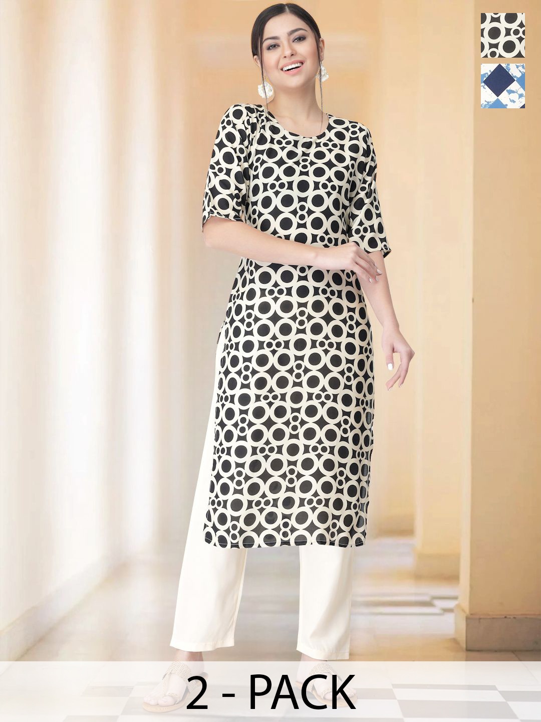 7Threads Selection Of 2 Abstract Printed Round Neck Straight Kurta With Trousers, White
7Threads Selection Of 2 Abstract Printed Round Neck Straight Kurta With Trousers, White