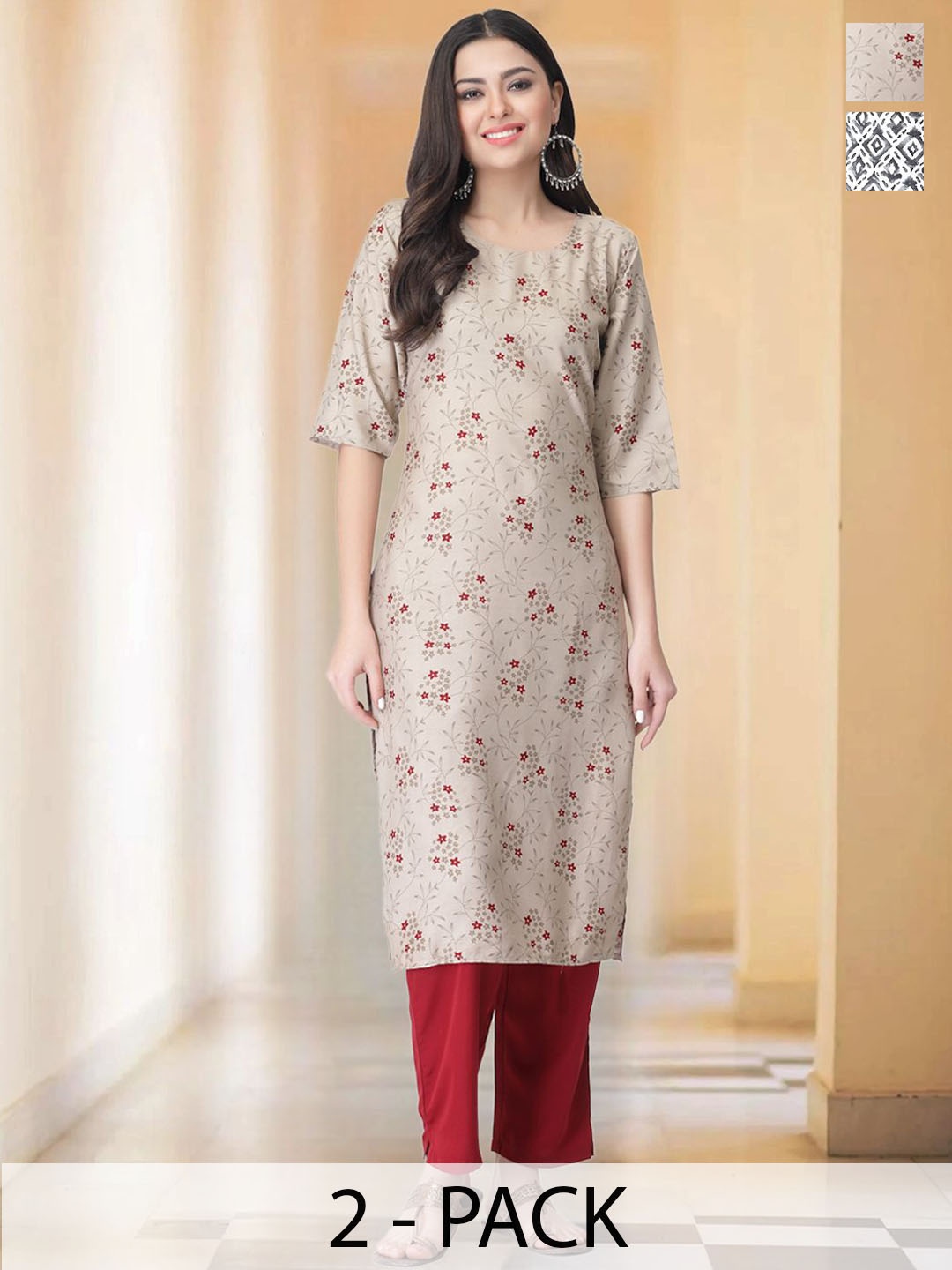 7Threads Selection Of 2 Floral Printed Round Neck Straight Kurtas With Trousers, Grey
7Threads Selection Of 2 Floral Printed Round Neck Straight Kurtas With Trousers, Grey