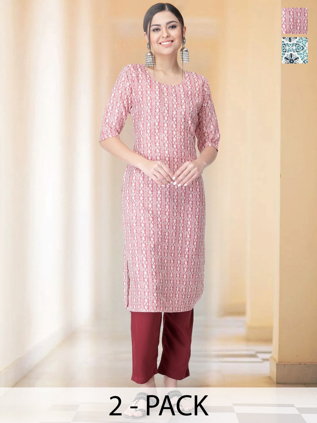7Threads Selection Of 2 ethnic Motifs Printed Round Neck Straight Kurta With Trousers, Pink
7Threads Selection Of 2 ethnic Motifs Printed Round Neck Straight Kurta With Trousers, Pink
