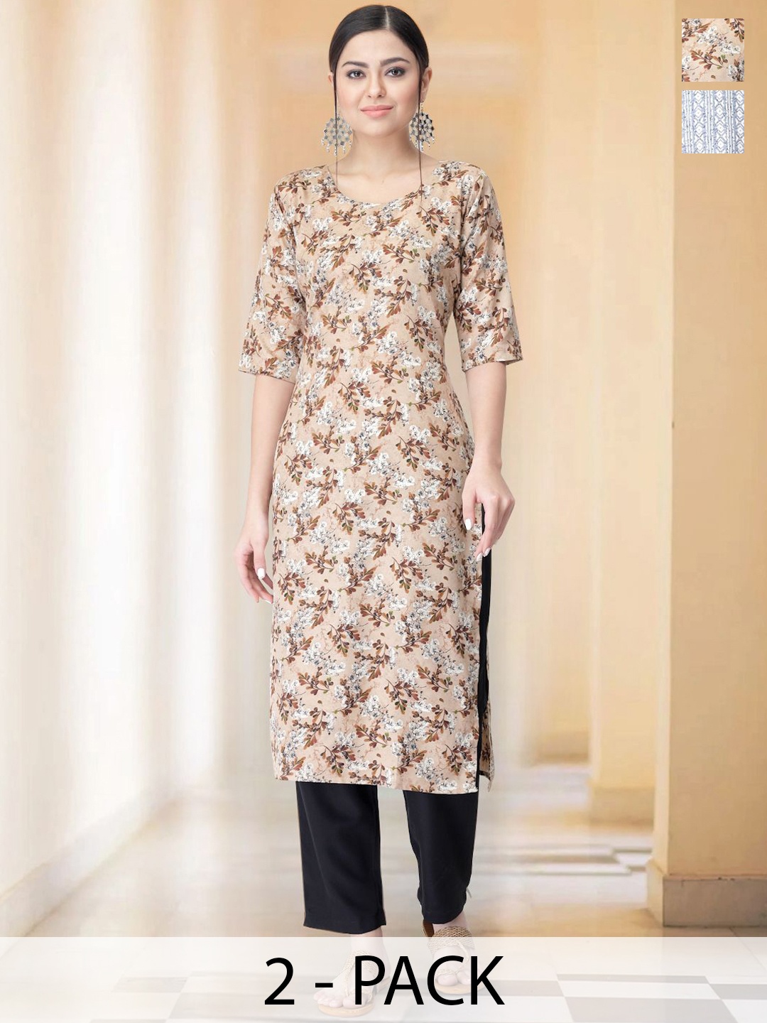 7Threads Selection Of 2 Floral Printed Round Neck Straight Kurta With Trousers, Beige
7Threads Selection Of 2 Floral Printed Round Neck Straight Kurta With Trousers, Beige
