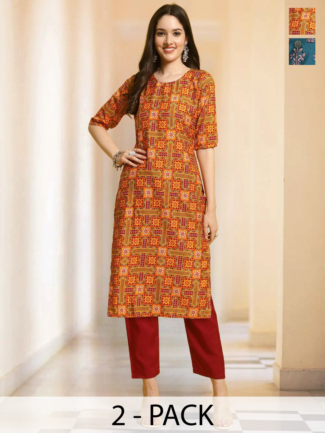 7Threads Selection Of 2 Ethnic Motifs Printed Round Neck Straight Kurta With Trousers, Red
7Threads Selection Of 2 Ethnic Motifs Printed Round Neck Straight Kurta With Trousers, Red