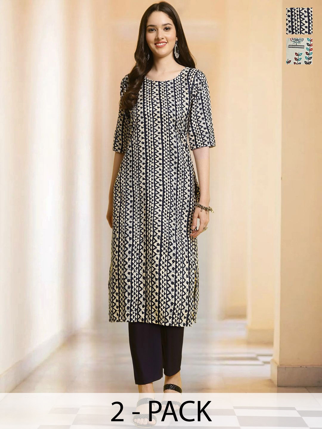 7Threads Selection Of 2 Ethnic Motifs Printed Round Neck Straight Kurtas With Trousers, White
7Threads Selection Of 2 Ethnic Motifs Printed Round Neck Straight Kurtas With Trousers, White
