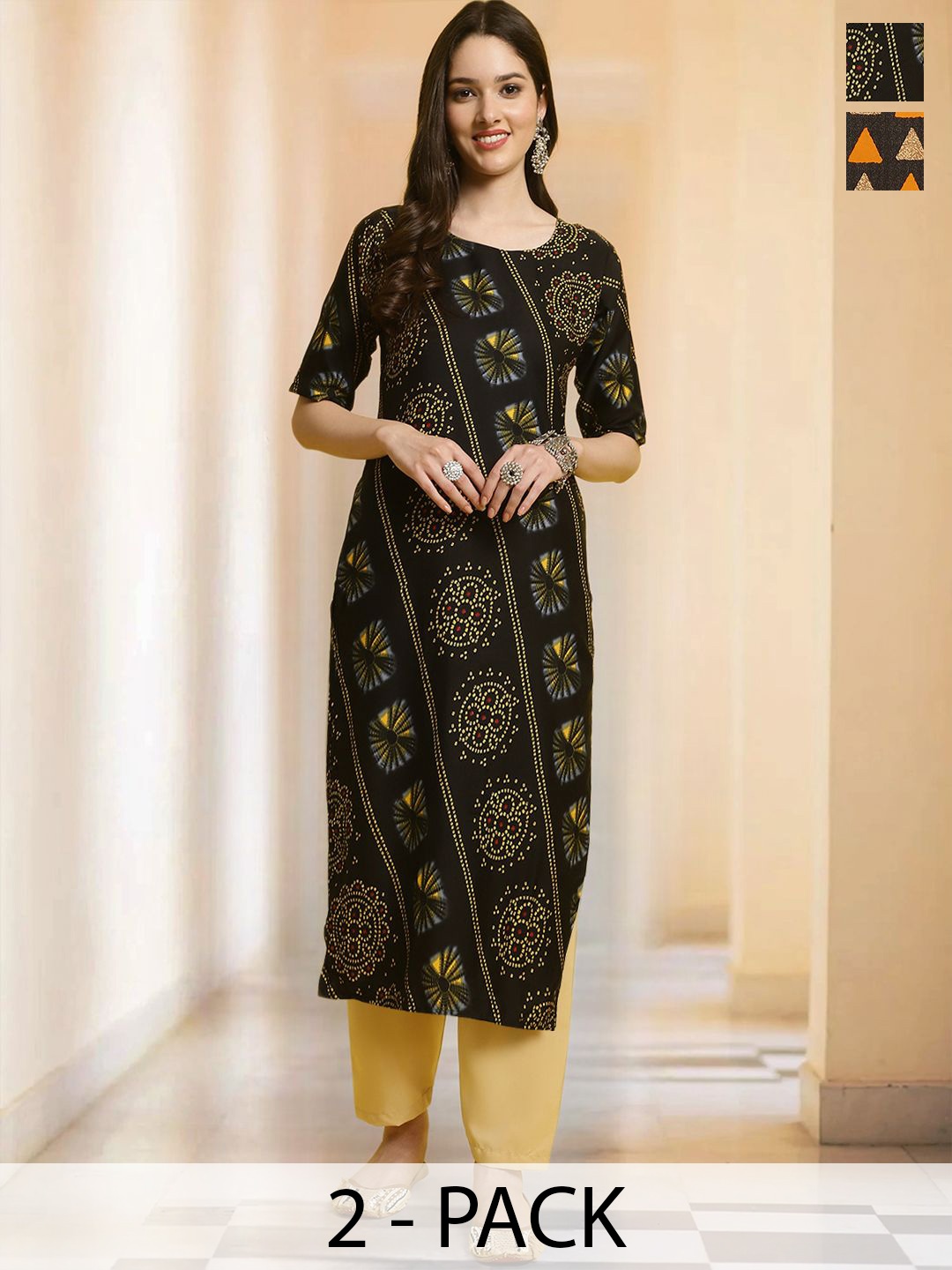 7Threads Selection Of 2 Bandhani Printed Round Neck Straight Kurtas With Trousers, Black
7Threads Selection Of 2 Bandhani Printed Round Neck Straight Kurtas With Trousers, Black