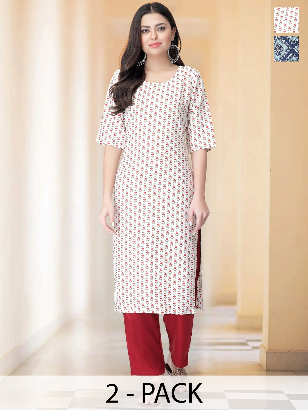 7Threads Selection Of 2 Floral Printed Round Neck Straight Kurta With Trousers, White
7Threads Selection Of 2 Floral Printed Round Neck Straight Kurta With Trousers, White