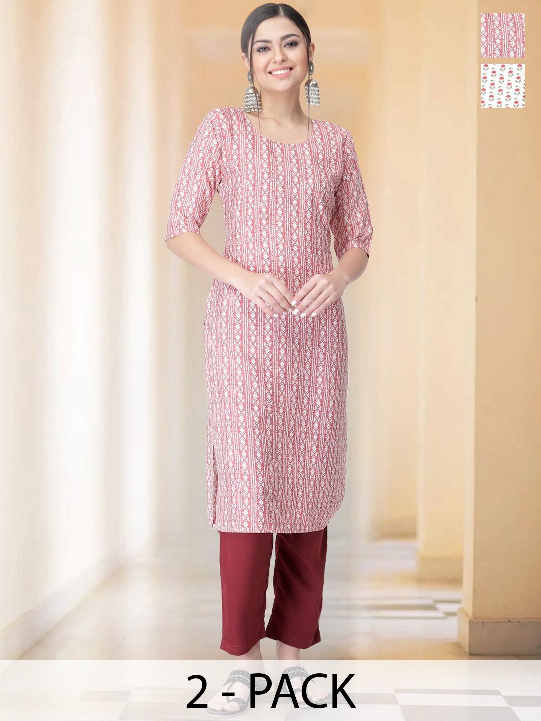 7Threads Selection Of 2 Geometric Printed Round Neck Straight Kurtas With Trousers, White
7Threads Selection Of 2 Geometric Printed Round Neck Straight Kurtas With Trousers, White