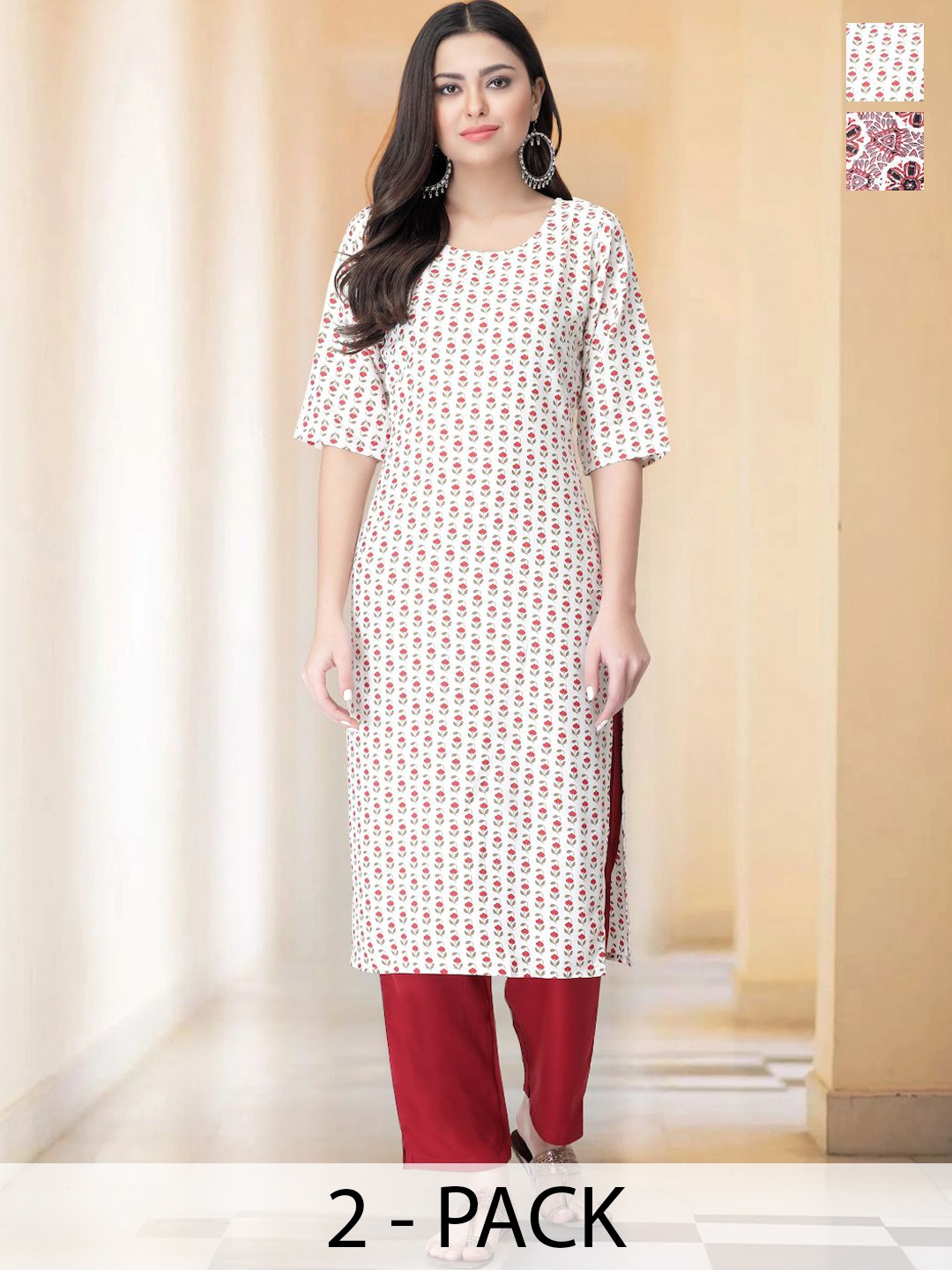 7Threads Selection Of 2 Floral Printed Round Neck Straight Kurtas With Trousers, White
7Threads Selection Of 2 Floral Printed Round Neck Straight Kurtas With Trousers, White