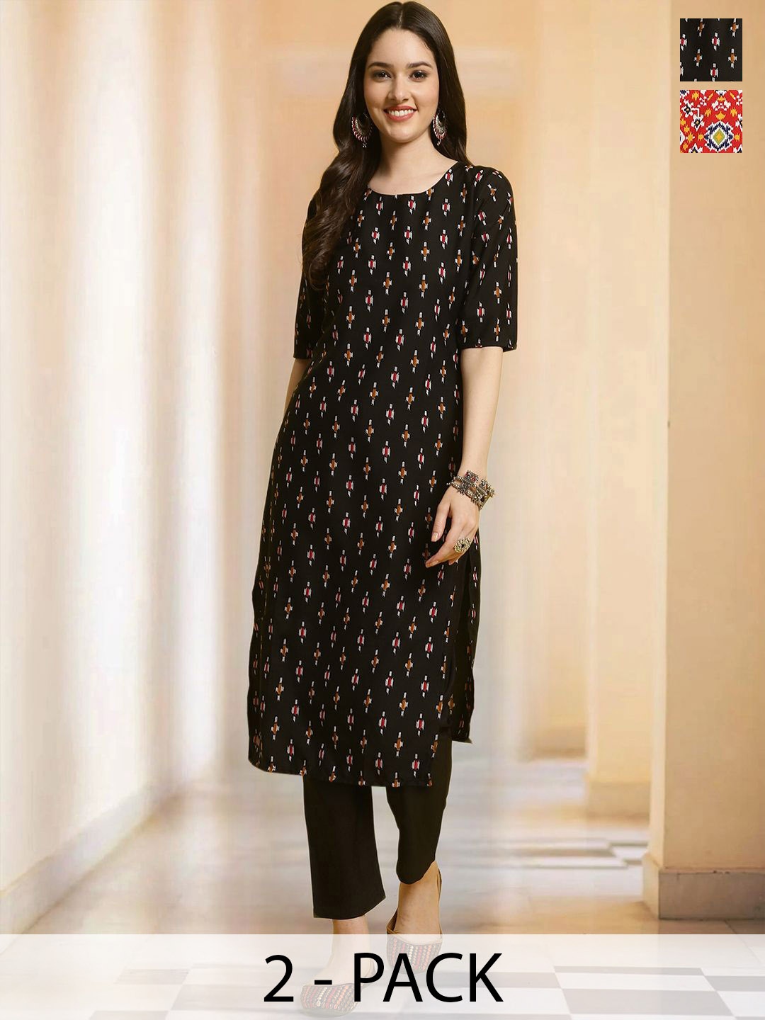 7Threads Selection Of 2 Abstract Printed Round Neck Straight Kurtas With Trousers, Black
7Threads Selection Of 2 Abstract Printed Round Neck Straight Kurtas With Trousers, Black