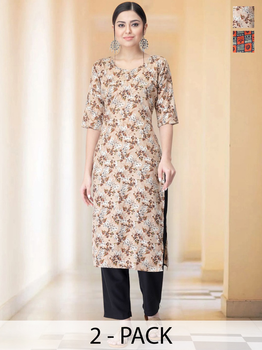 7Threads Selection Of 2 Floral Printed Round Neck Straight Kurta With Trousers, Peach
7Threads Selection Of 2 Floral Printed Round Neck Straight Kurta With Trousers, Peach
