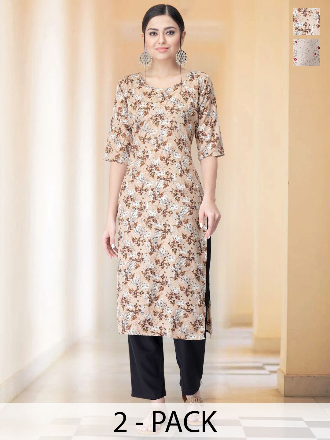 7Threads Selection Of 2 Floral Printed Round Neck Straight Kurta with Trousers, Beige
7Threads Selection Of 2 Floral Printed Round Neck Straight Kurta with Trousers, Beige